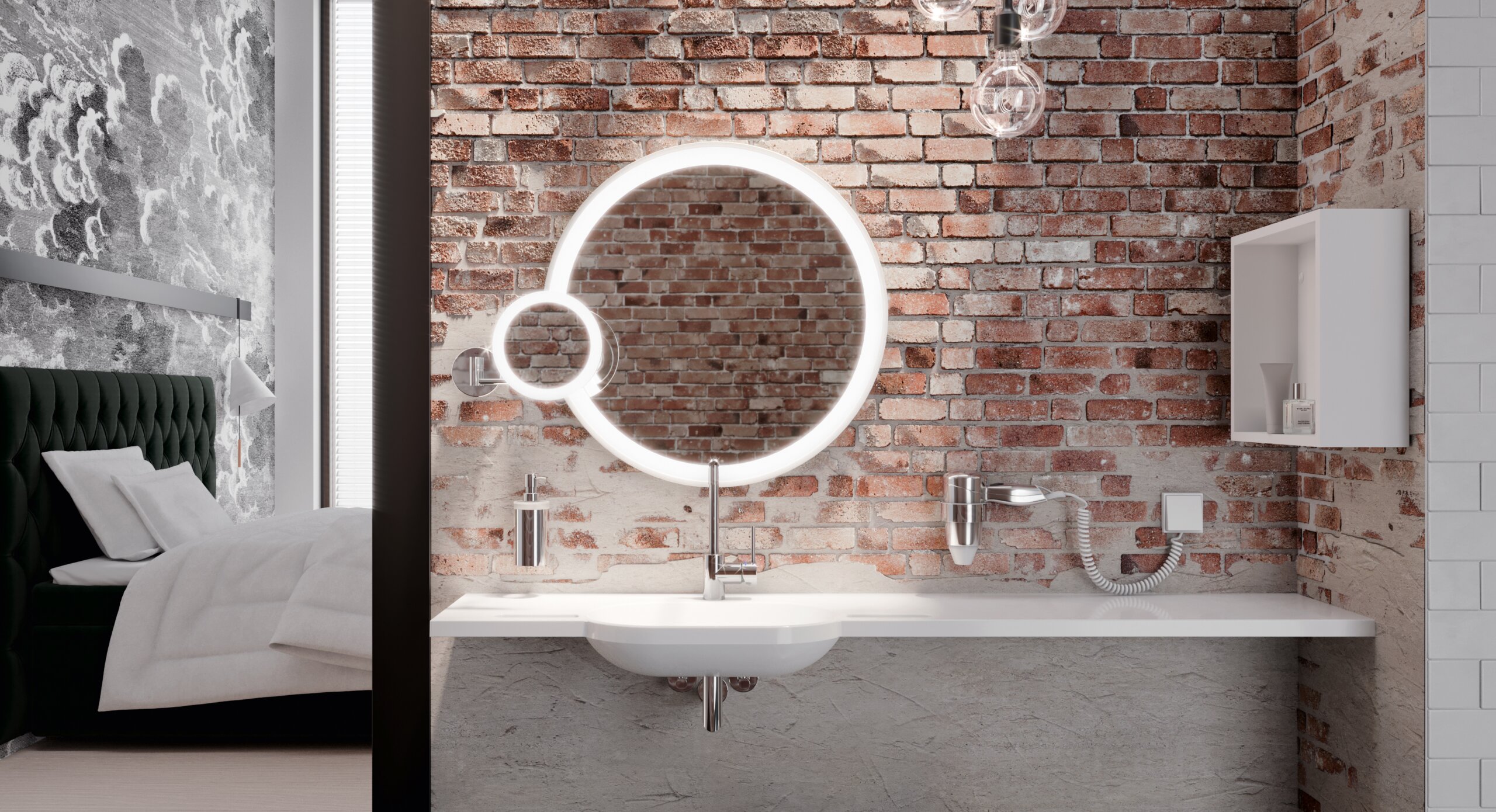 Hotelbadezimmer Wachtisch System 900 Chrom