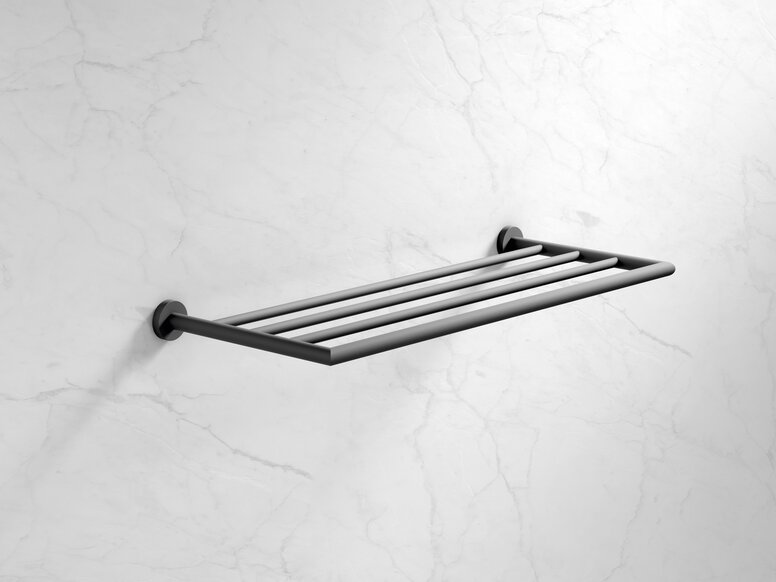 HEWI shelf in black Shelf for the shower in the color black